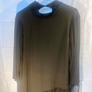 Chicos black top size 1 with decorative fringe border